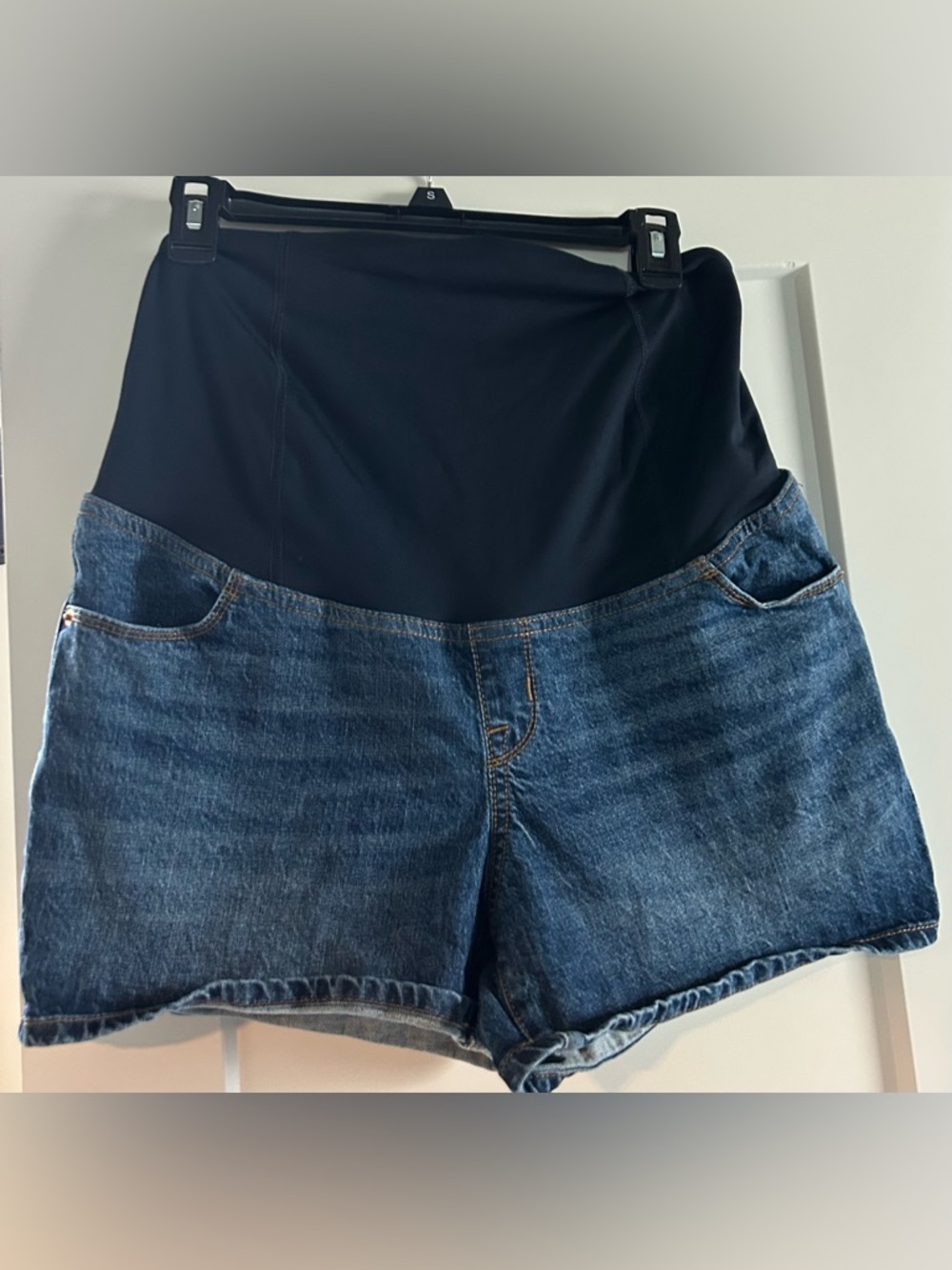 Isabel Maternity by Ingrid & Isabel Denim Shorts with Black Overbump Panel